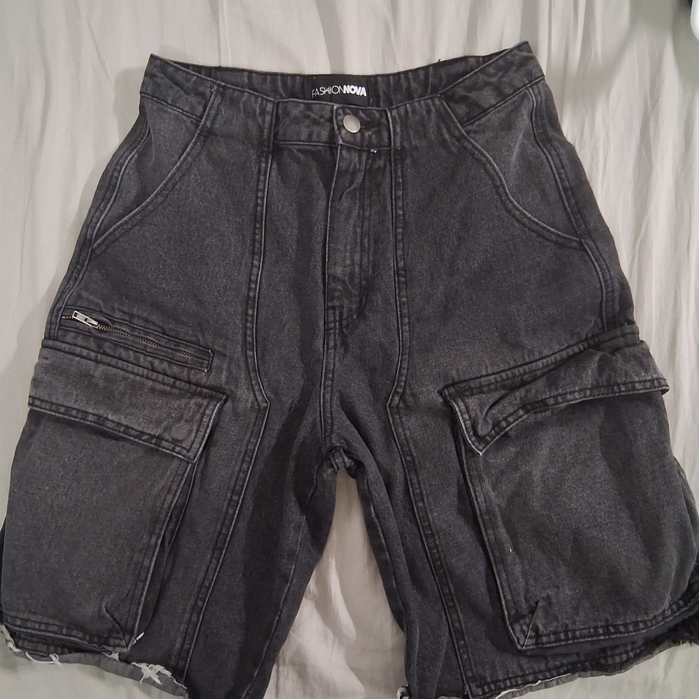 Fashion Nova Dark Gray Jean Shorts
